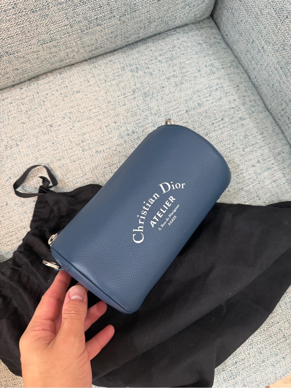 Dior Navy Blue Grained Leather Cross Body Bag